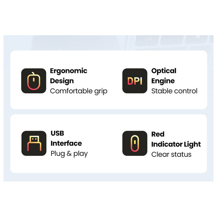 COMPUTER MOUSE WITH CABLE LENGTH 1.5m MU007 UGREEN - BLACK