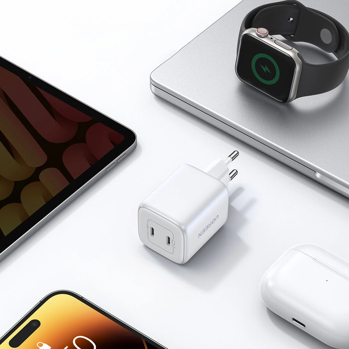 GaN Fast Charger 2 x USB-C 45W QC PD Ugreen CD294 - White