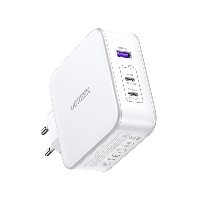 GaN Ugreen Nexode CD289 USB-A/2xUSB-C 140W wall charger + USB-C - USB-C cable 1.5m - white