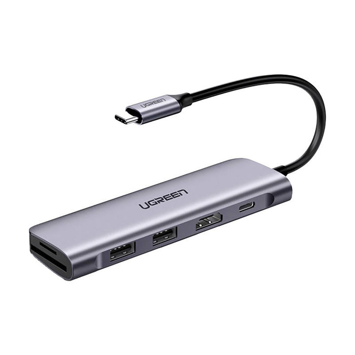 Ugreen CM195 6in1 adapter USB-C - HDMI / 2x USB-A 3.0 / USB-C PD / SD / TF reader - gray