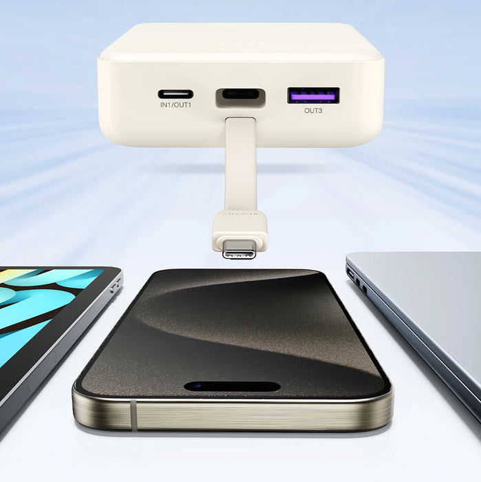 Ugreen PB505 Powerbank 20000mAh 22.5W USB-C USB-A Built-in USB-C Cable - White