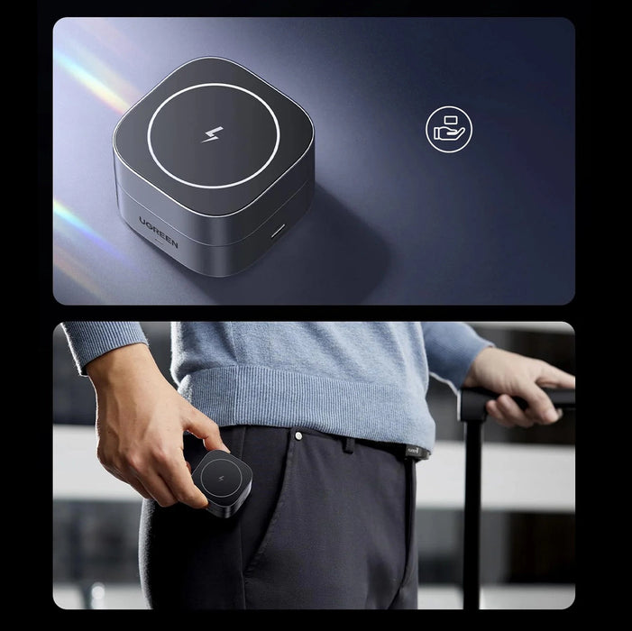 Ugreen W526 3in1 MagSafe / Qi inductive charger for phone / headphones with USB-C port - black