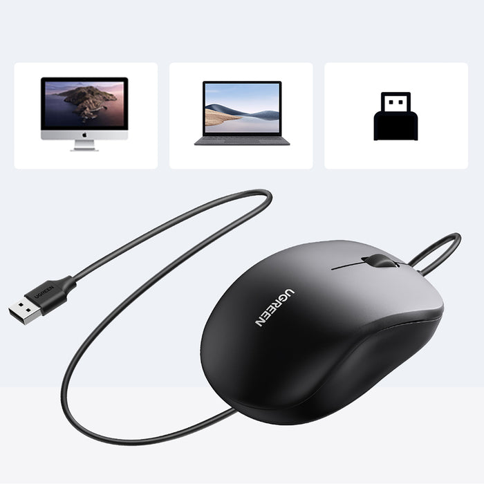 Ugreen wired optical mouse - black