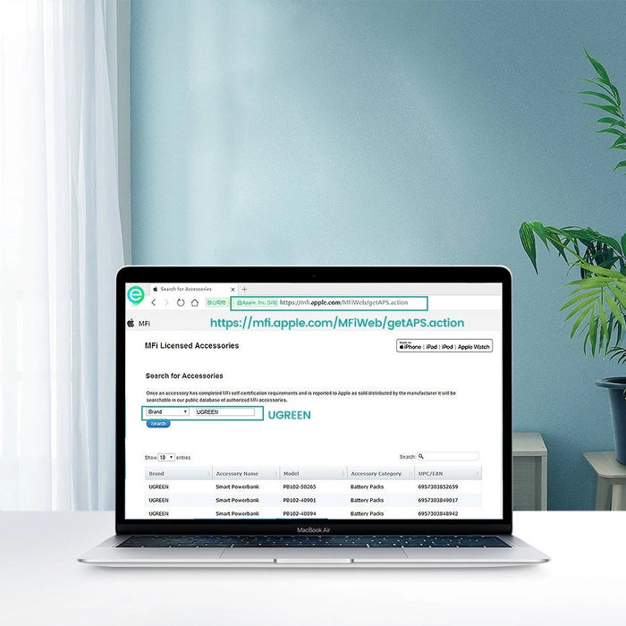 Ugreen US171 Lightning - USB-C MFi PD cable 20W 480Mb/s 1m - white