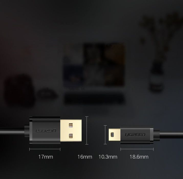 Ugreen cable USB - mini USB cable 480 Mbps 3 m black (US132 10386)