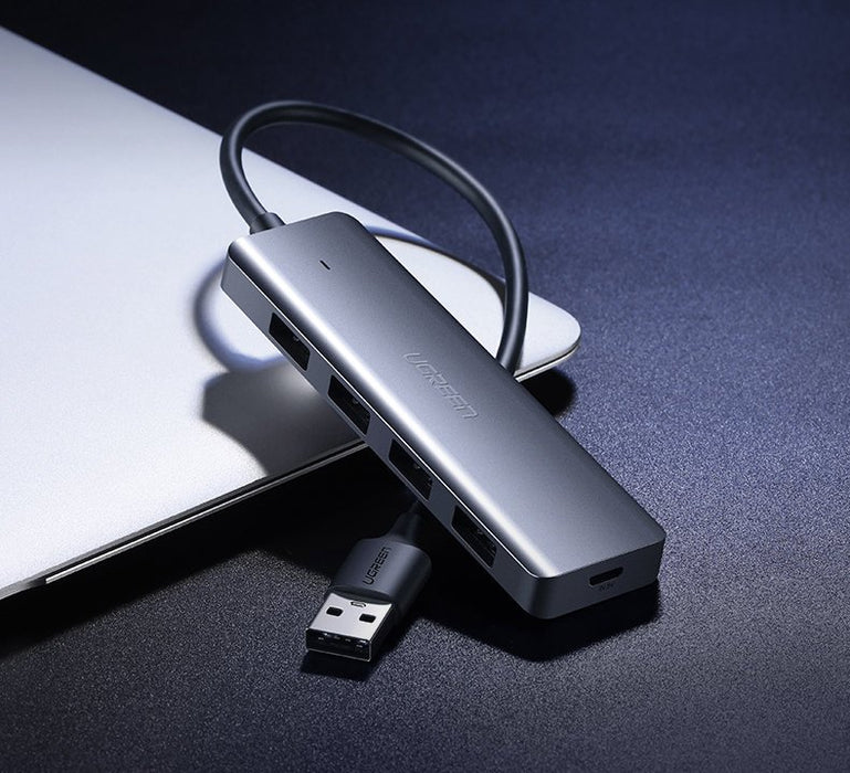 Ugreen USB HUB - 4x USB 3.2 Gen 1 with micro USB power port gray (CM219 50985)