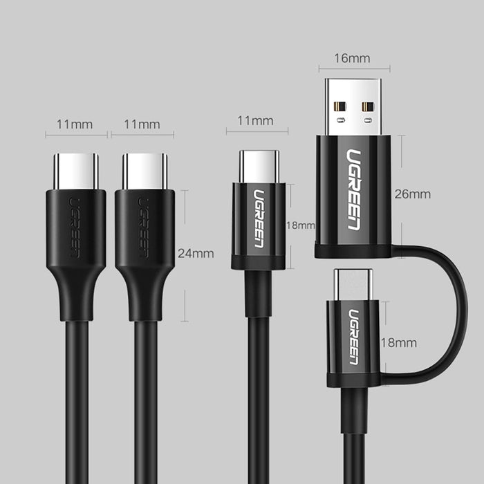 Ugreen US286 USB-C - USB-C PD QC 3A 480Mb/s 1m cable - black