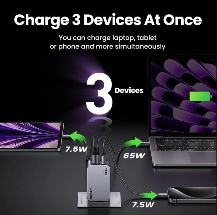 UNIVERSAL CHARGER X757 220V 2xUSB-C 1xUSB A GaN 100W UGREEN