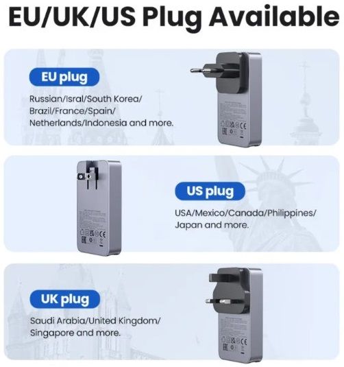 CHARGER 220V 2xUSB-C,1xUSB A,65W,USlim X753 UGREEN