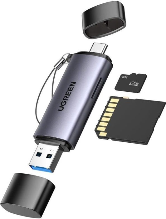 Ugreen CM185 50706 reader for SD / micro SD cards on USB-A 3.0 / USB-C 3.0 - gray