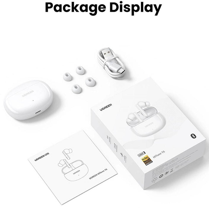Ugreen HiTune T6 wireless headphones with ANC function + USB-A - USB-C cable - white