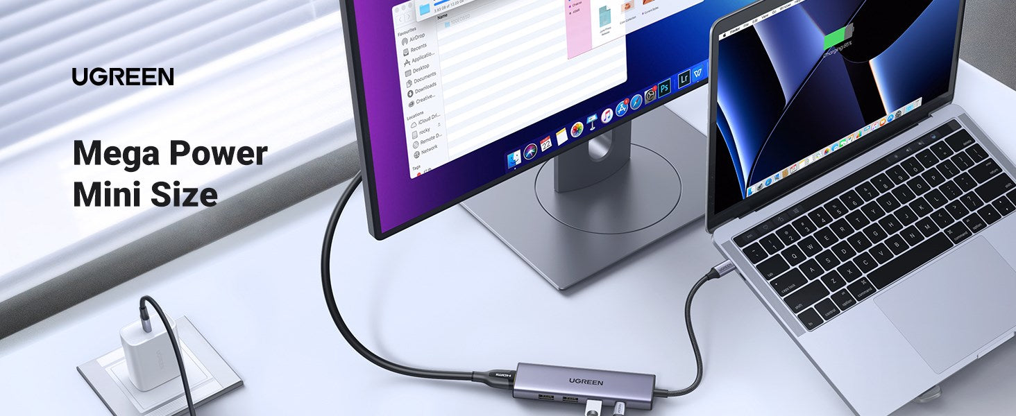 Multifunctional HUB 5in1 USB-C - HDMI 1.4 / 3 x USB-A / USB-C PD 100W Ugreen CM511 - gray