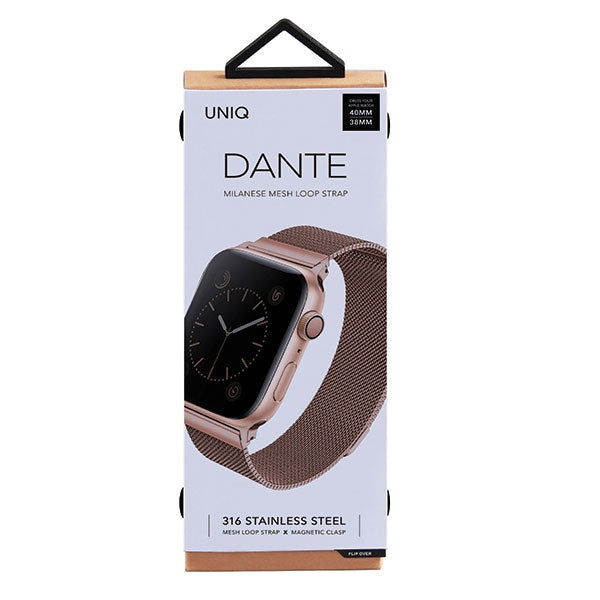 Uniq Dante Stainless Steel Strap for Apple Watch 1/2/3/4/5/6/7/8/SE/SE2 38/40/41mm - Rose Gold - Other cell phone