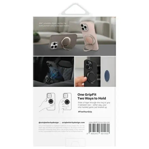 Uniq Gripfit 360 Magnetic Mount&Kickstand Magnetic Holder yellow/canary yellow - Cell phone holders<<<HurtelXML