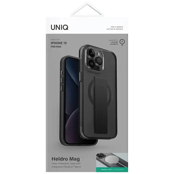 Uniq Heldro Mag Magclick Charging case for iPhone 15 Pro Max - black - Cell phone cases and covers<<<HurtelXML