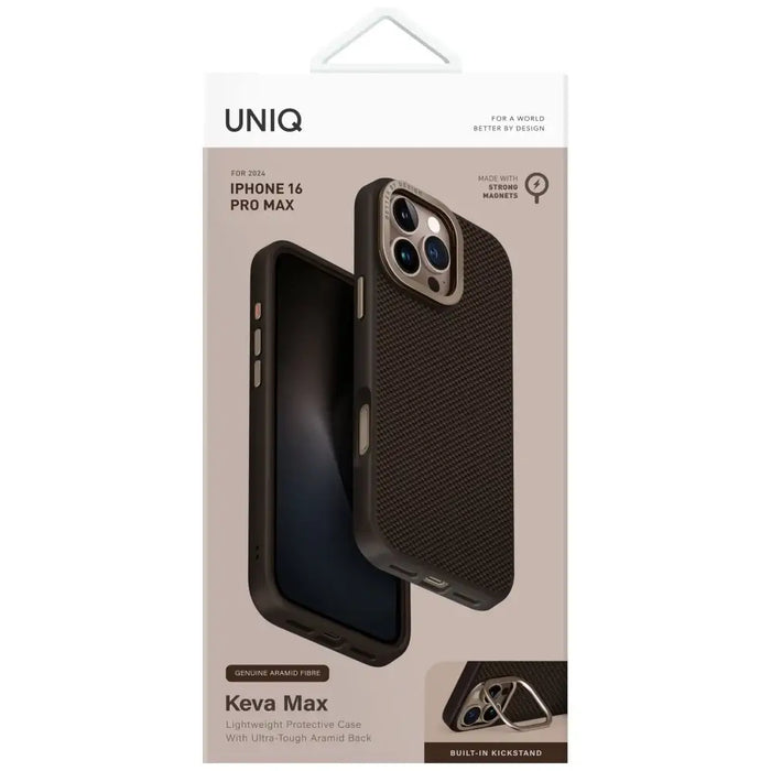 Uniq Keva Max Magclick Charging Camera Stand Case for iPhone 16 Pro Max - Brown - Cell phone cases