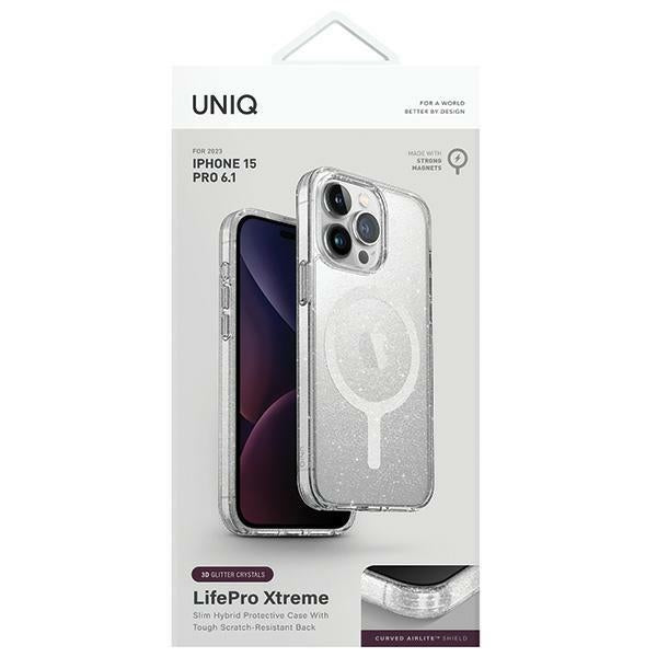 Uniq LifePro Xtreme Magclick Charging Case for iPhone 15 Pro - Transparent Silver - Cell phone cases
