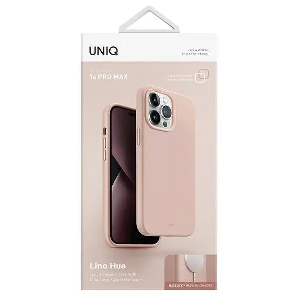 Uniq Lino Hue Magclick Charging case for iPhone 14 Pro Max - pink - Cell phone cases and covers<<<HurtelXML