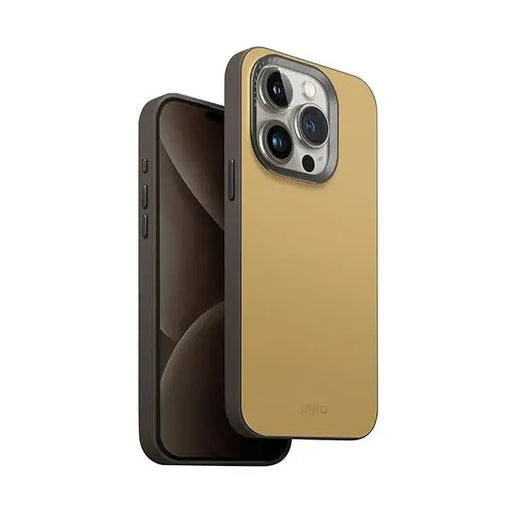 Uniq Lyden DS iPhone 15 Pro 6.1’’ Magclick Charging case canary yellow-flint grey - Cell phone cases