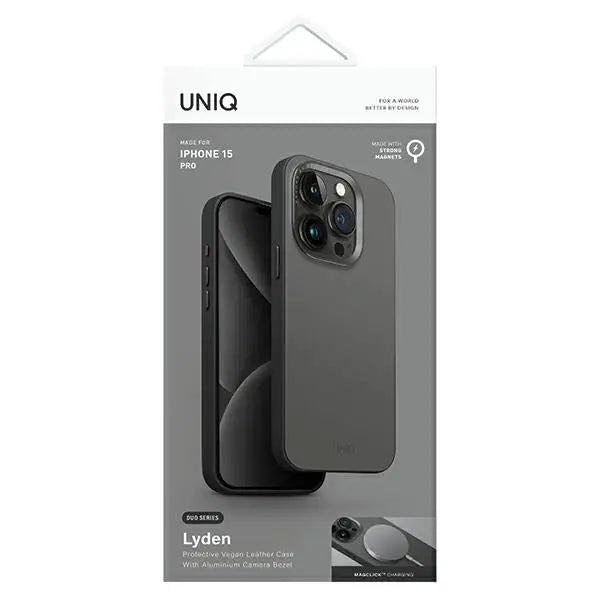 Uniq Lyden DS iPhone 15 Pro 6.1’’ Magclick Charging case grey-black/charcoal grey-black - Cell phone cases