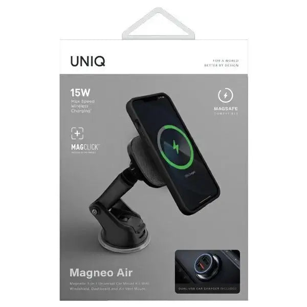 Uniq Magneo car holder with inductive charger for cockpit/window - gray - Cell phone holders<<<HurtelXML