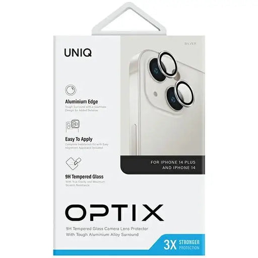 Uniq Optix Aluminum Camera Lens Protector for iPhone 14/14 Plus camera lens with applicator - silver - Cell phone