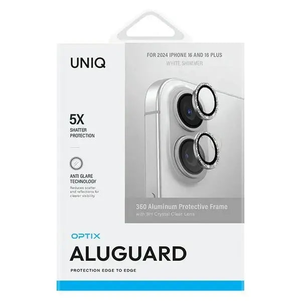 Uniq Optix Aluminum Camera Lens Protector iPhone 16 6.1’’ / 16 Plus 6.7’’ white shimmer camera lens glass