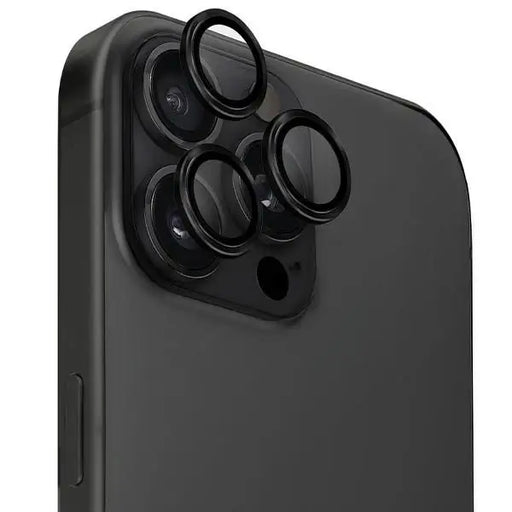 Uniq Optix Aluminum Camera Lens Protector iPhone 16 Pro / 16 Pro Max with Applicator - Black - Cell phone tempered