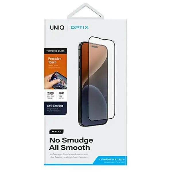 Uniq Optix Matte frosted tempered glass for iPhone 15 / 14 Pro with applicator - Cell phone tempered glass<<<HurtelXML