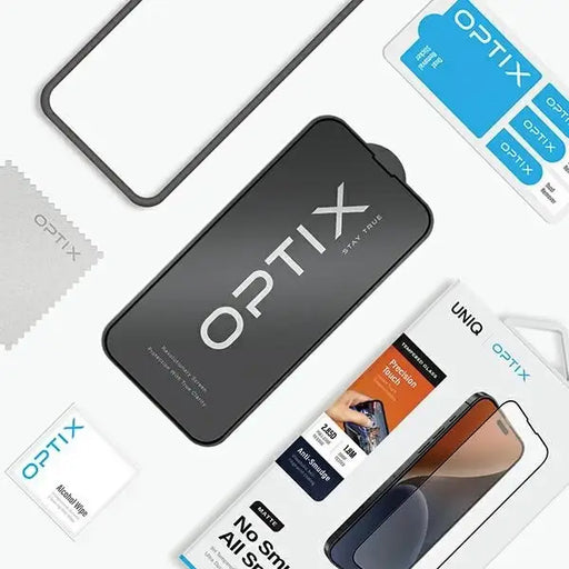 Uniq Optix Matte frosted tempered glass for iPhone 15 Pro Max with applicator - Cell phone tempered glass<<<HurtelXML
