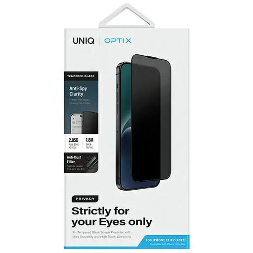 Uniq Optix Privacy Tempered Glass Privacy for iPhone 15 Plus / 14 Pro Max with Applicator - Cell phone tempered