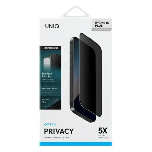 Uniq Optix Privacy tempered glass with privacy applicator for iPhone 16 Plus - Cell phone tempered glass<<<HurtelXML