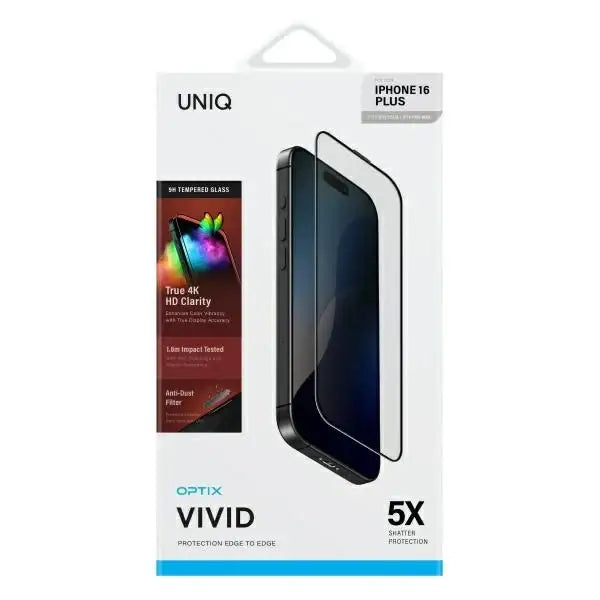 Uniq Optix Vivid tempered glass with applicator for iPhone 16 Plus - Cell phone tempered glass<<<HurtelXML