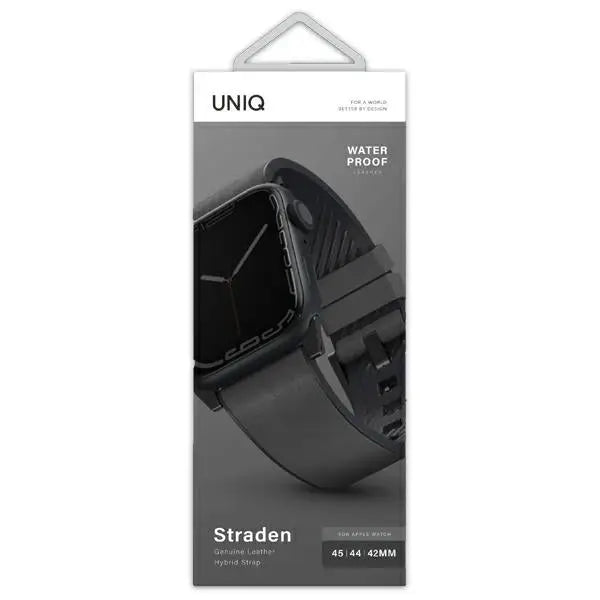 Uniq Straden Leather Hybrid Strap for Apple Watch 1/2/3/4/5/6/7/8/SE/SE2/Ultra 42/44/45/49mm - Gray - Other cell phone
