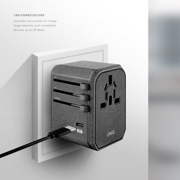 Uniq Voyage LITHOS Collective 33W 2xUSB PD 18W QC 3.0 travel adapter - gray - Cell phone USB charger<<<HurtelXML