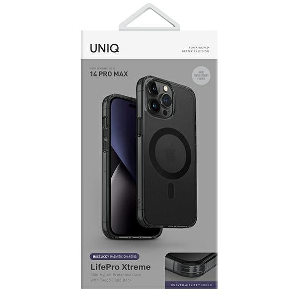 Uniq LifePro Xtreme Magclick Charging case for iPhone 14 Pro Max - gray and black