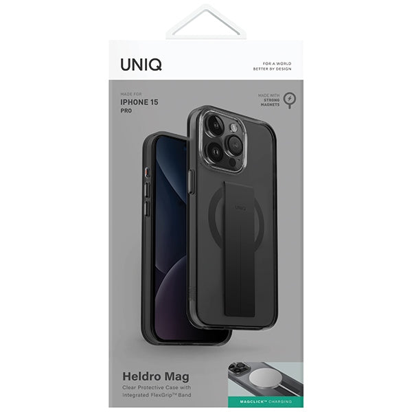 Uniq Heldro Mag Magclick Charging case for iPhone 15 Pro - black