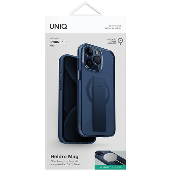 Uniq Heldro Mag Magclick Charging case for iPhone 15 Pro - blue