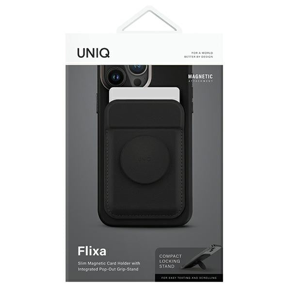 Uniq Flixa Magnetic Card Wallet with Stand Black/Jet Black MagSafe