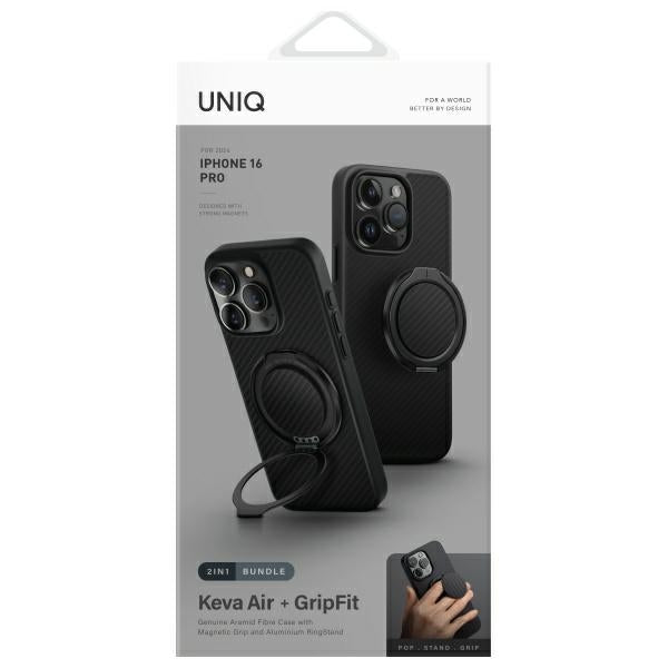 Uniq Keva Air iPhone 16 Pro 6.3" Magclick Charging Case Black/Carbon Black