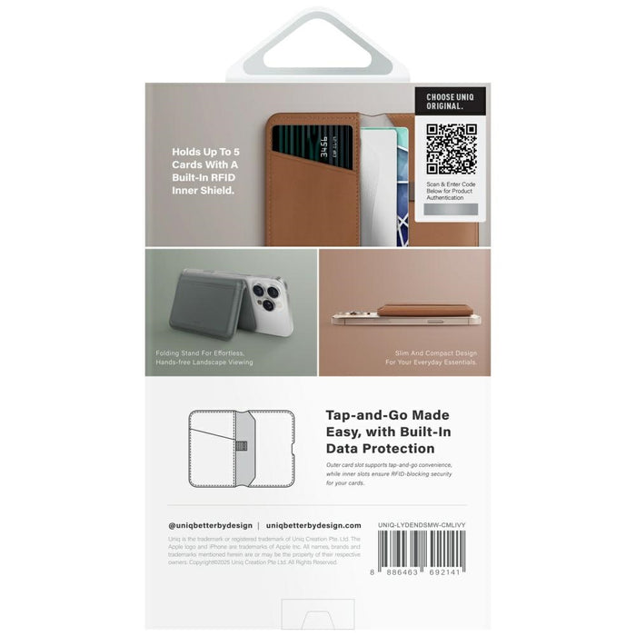 Uniq Lyden DS RFID Magnetic Wallet with Phone Stand - Brown