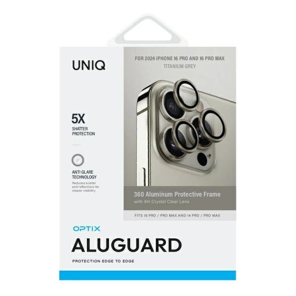 Uniq Optix Aluminum Camera Lens Protector iPhone 16 Pro / 16 Pro Max with applicator - titanium