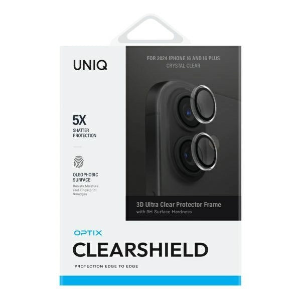 Uniq Optix Clear Camera Lens Protector iPhone 16 / 16 Plus with Applicator - Clear Black