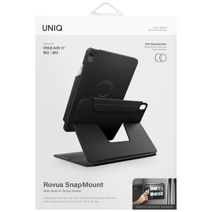 Uniq Rovus Snapmount Magnetic 360 Rotating Detachable Case for iPad Air 11" 2024 / 2025 / iPad Air 10.9" 2020 / 2022 - black