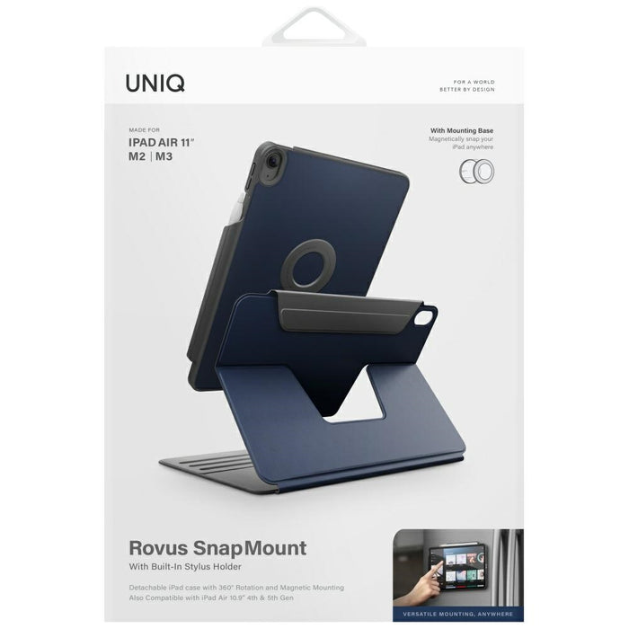 Uniq Rovus Snapmount Magnetic 360 Rotating Detachable case for iPad Air 11" 2024 / 2025 / iPad Air 10.9" 2020 / 2022 - navy blue