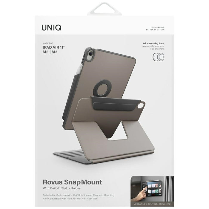 Uniq Rovus Snapmount Magnetic 360 Rotating Detachable case for iPad Air 11" 2024 / 2025 / iPad Air 10.9" 2020 / 2022 - gray