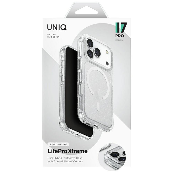 Uniq LifePro Xtreme Magclick Charging Case for iPhone 17 Pro - Clear-Glitter