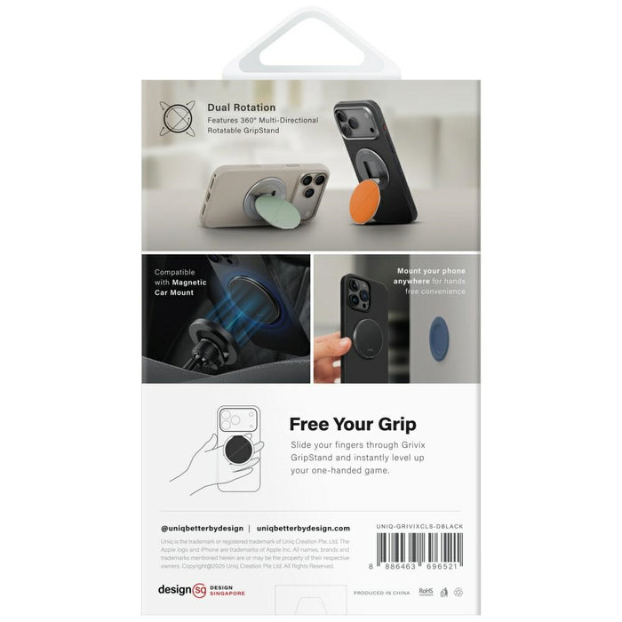 Uniq Grivix Classic 360 Mount&amp;Grip Stand Magnetic Holder - Black