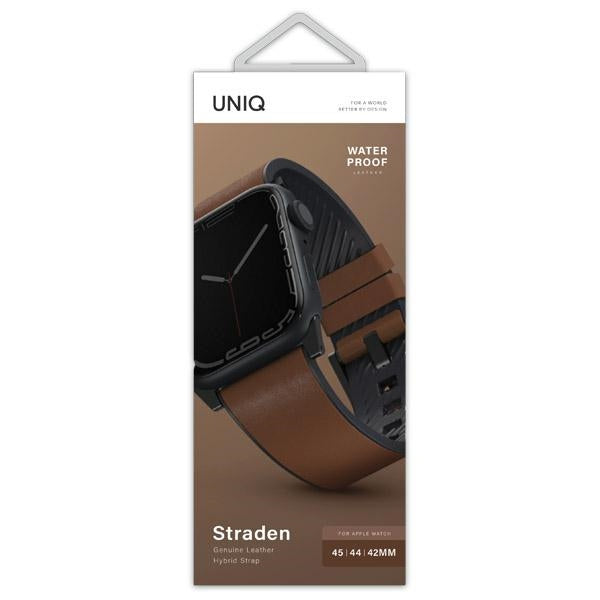 Uniq Straden Leather Hybrid Strap for Apple Watch 1/2/3/4/5/6/7/8/SE/SE2/Ultra 42/44/45/49mm - brown