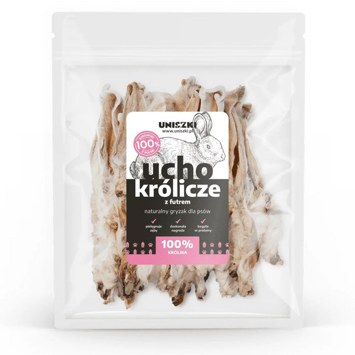 UNISZKI Rabbit ear with fur - treat for dogs - 20 pieces